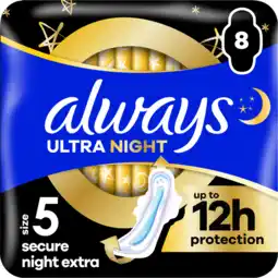 Jumbo Always Ultra Maandverbanden Secure Night Extra (maat 5) aanbieding