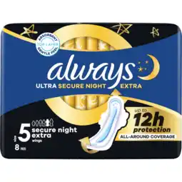Jumbo Always Ultra Maandverbanden Secure Night Extra (maat 5) aanbieding