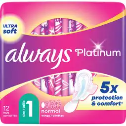 Jumbo Always Platinum Normal (Maat 1) Maandverband Met Vleugels 12 aanbieding