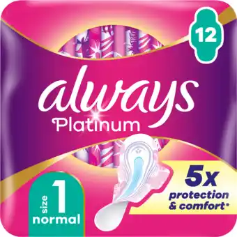 Jumbo Always Platinum Normal (Maat 1) Maandverband Met Vleugels 12 aanbieding