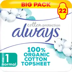 Jumbo Always Cotton Protection Normal Maandverband x22 aanbieding