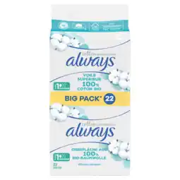 Jumbo Always Cotton Protection Normal Maandverband x22 aanbieding