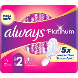 Jumbo Always Platinum Long (Maat 2) Maandverband Met Vleugels 10 aanbieding