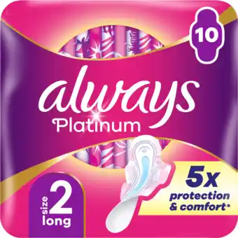 Jumbo Always Platinum Long (Maat 2) Maandverband Met Vleugels 10 aanbieding