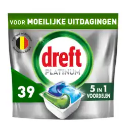 Jumbo Dreft Platinum All In One Vaatwastabletten, Original, 39 Capsules aanbieding