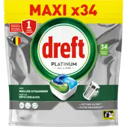 Jumbo Dreft Platinum All In One Vaatwastabletten, Original, 34 Capsules aanbieding