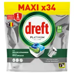 Jumbo Dreft Platinum All In One Vaatwastabletten, Original, 34 Capsules aanbieding