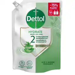 Jumbo Dettol Hydrating Wasgel Aloë Vera Navulling 500 ml aanbieding