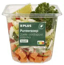 PLUS PLUS Pureersoep zoete aardappel paprika aanbieding