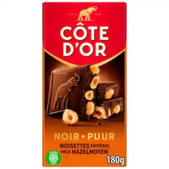 PLUS Côte d'Or Bloc chocoladereep puur hazelnoten aanbieding