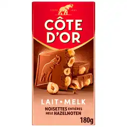 PLUS Côte d'Or Bloc chocoladereep melk hazelnoten aanbieding