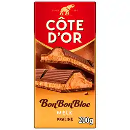 PLUS Côte d'Or BonBonBloc chocoladereep praliné melk aanbieding