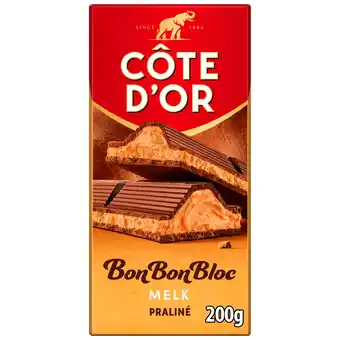 PLUS Côte d'Or BonBonBloc chocoladereep praliné melk aanbieding