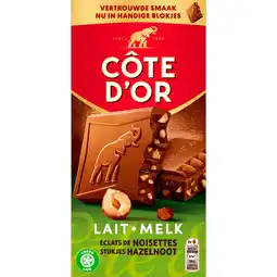 PLUS Côte d'Or Chocoladereep Melk/hazelnoot aanbieding
