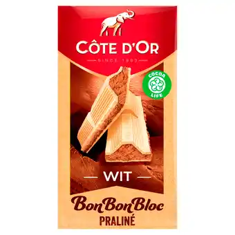 PLUS Côte d'Or BonBonBloc chocoladereep praliné wit aanbieding