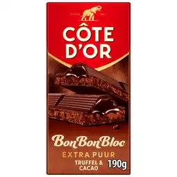 PLUS Côte d'Or BonBonBloc chocola extra puur truffel aanbieding