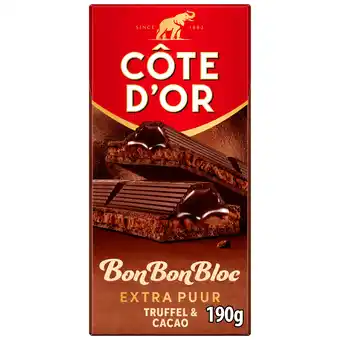 PLUS Côte d'Or BonBonBloc chocola extra puur truffel aanbieding