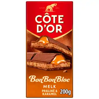 PLUS Côte d'Or BonBonBloc chocolade praliné karamel aanbieding