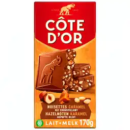 PLUS Côte d'Or Melk hazelnoot karamel gepofte rijst aanbieding