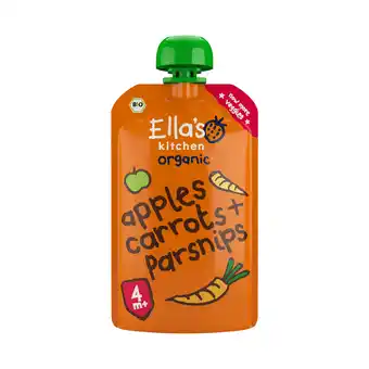 PLUS Ella's Kitchen 4+ Carrots, apples + parsnip aanbieding