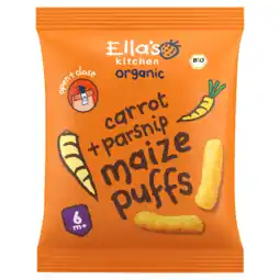 PLUS Ella's Kitchen 6+ Maize puffs carrot parsnip aanbieding