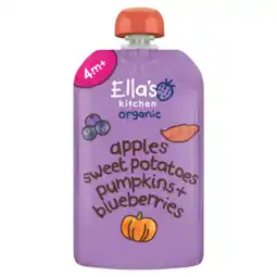PLUS Ella's Kitchen 4+ Sweet potatoes pumpkin apple blueb aanbieding