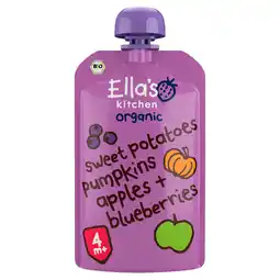 PLUS Ella's Kitchen 4+ Sweet potatoes pumpkin apple blueb aanbieding