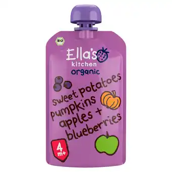 PLUS Ella's Kitchen 4+ Sweet potatoes pumpkin apple blueb aanbieding