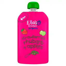 PLUS Ella's Kitchen 4+ Strawberry, rhubarb + apple aanbieding