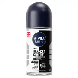 PLUS Nivea For Men Deo roller invisible black&white aanbieding