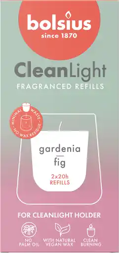 PLUS Bolsius Clean Light Gardenia / Fig navulling aanbieding
