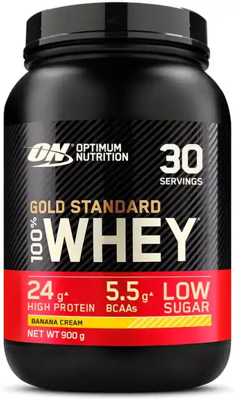 Amazon Optimum Nutrition Gold Standard 100% Whey Eiwitpoeder, Banana Cream, 900g, 30 Porties aanbieding