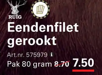Sligro Eendenfilet gerookt aanbieding