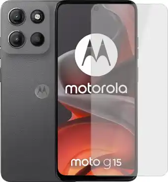 Coolblue Motorola Moto G15 128GB Grijs 4G + Just in Case Tempered Glass Screenprotector aanbieding