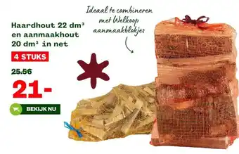 Welkoop Haardhout 22 dm³ en aanmaakhout 20 dm³ in net 20 dm³ in net aanbieding