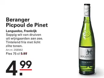 Sligro Beranger Picpoul de Pinet aanbieding