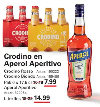 Sligro Crodino en Aperol Aperitivo aanbieding