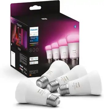 Amazon Philips Hue White & Color Ambiance E27 Viererpack 4x570lm 60W aanbieding