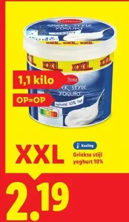 Lidl Griekse stijl yoghurt 10% aanbieding