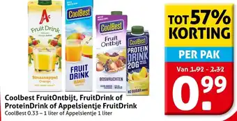 Hoogvliet Coolbest FruitOntbijt, FruitDrink of Protein Drink of Appelsientje FruitDrink CoolBest aanbieding