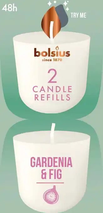 Intratuin Bolsius geurkaars CleanLight navulling Gardenia & Fig wit 24 uur D 5,5 H 11,6 cm 2 stuks aanbieding