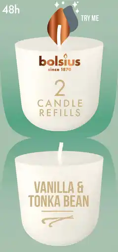 Intratuin Bolsius geurkaars CleanLight navulling Vanilla & Tonkabean wit 24 uur D 5,5 H 11,6 cm 2 stuks aanbieding
