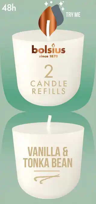 Intratuin Bolsius geurkaars CleanLight navulling Vanilla & Tonkabean wit 24 uur D 5,5 H 11,6 cm 2 stuks aanbieding