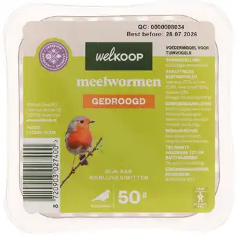Welkoop Welkoop - Gedroogde meelwormen - Tuinvogelvoer - Meelwormen - 50gram aanbieding