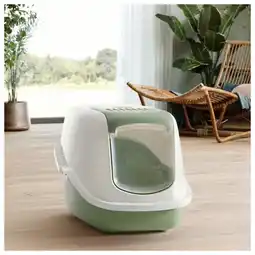 Pets Place Savic Kattentoilet Nestor - Kattenbak - 56x39x38.5 cm Wit Groen M aanbieding