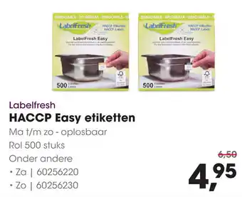 HANOS Labelfresh HACCP Easy etiketten aanbieding