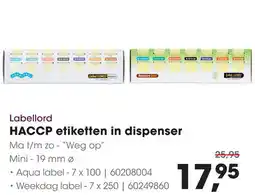 HANOS Labellord HACCP etiketten in dispenser aanbieding