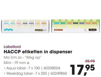 HANOS Labellord HACCP etiketten in dispenser aanbieding