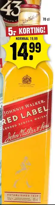 Dirck 3 Johnnie walker Red label aanbieding
