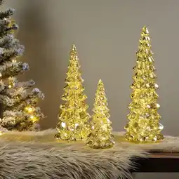 Action Glazen kerstbomenset met ledlampjes aanbieding